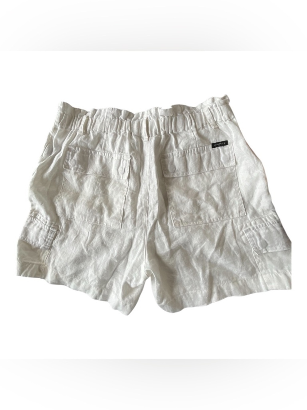 Sanctuary Linen Paperbag Waist Cargo Shorts White XL - Picture 6 of 8